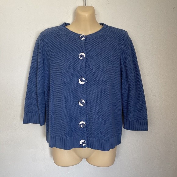 Christopher & Banks Women’s 3/4 Sleeve Button Up Blue Cardigan Size Small S - Picture 1 of 6